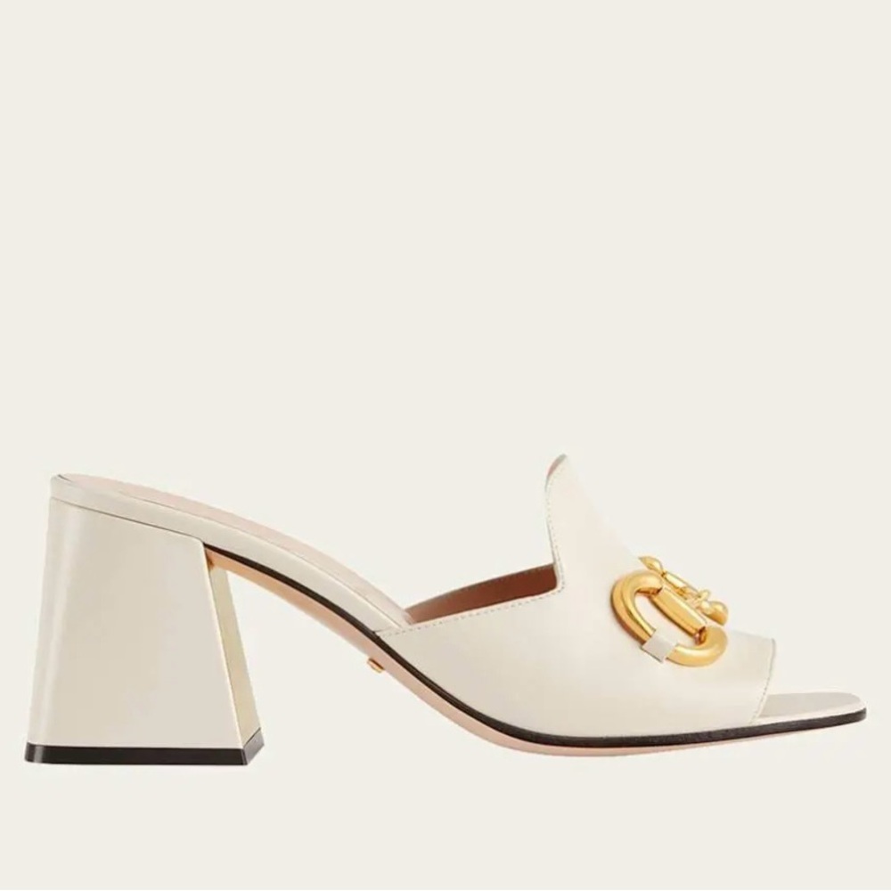 Gucci Horsebit Mules in Mystic White